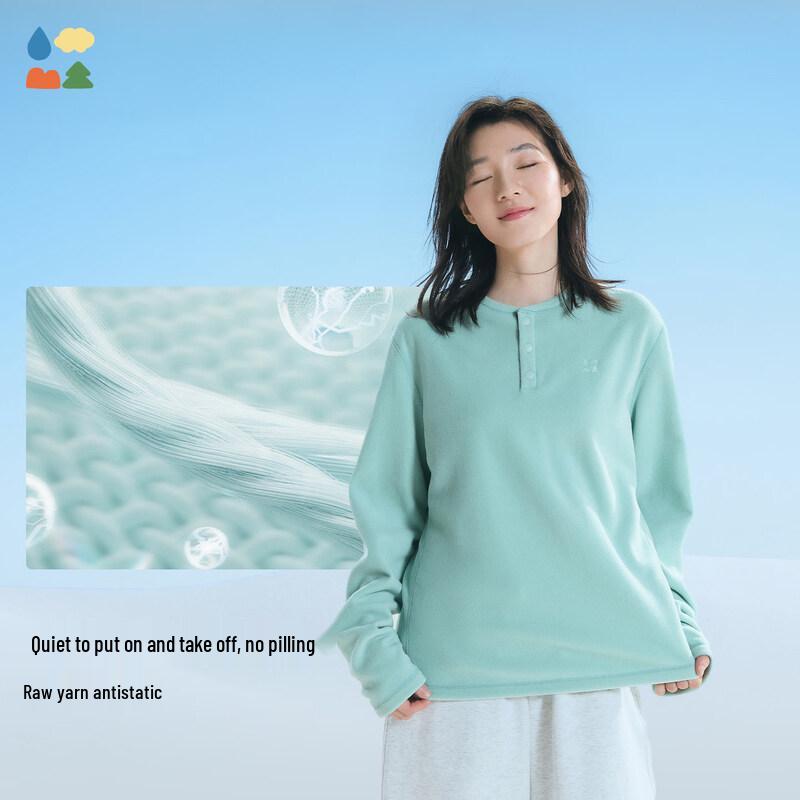 Senlintang Lightweight Anti-Static Fleece Henley Sweatshirt