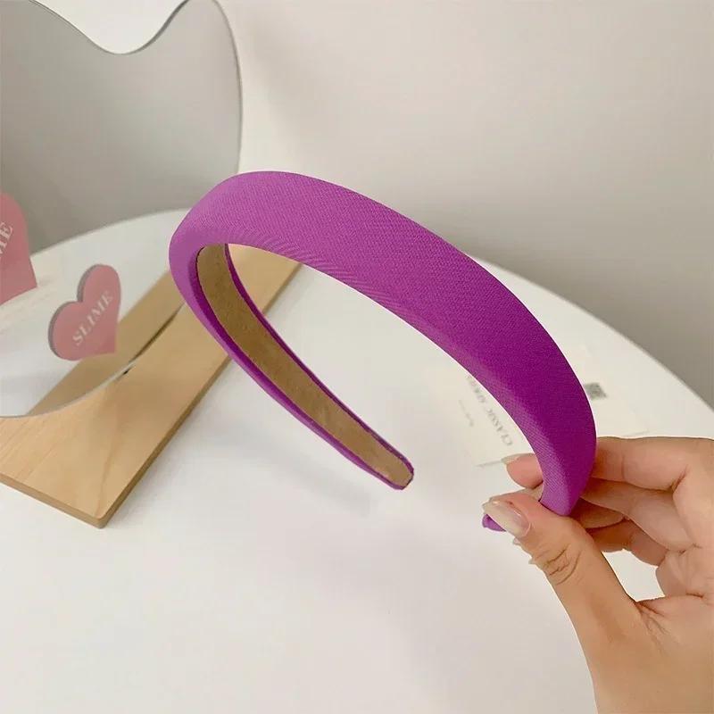 New Korean Colored Solid Sponge Hair Hoop for Women's Retro Knitted Soft Headwear Suitable for Various Styles of Accessories