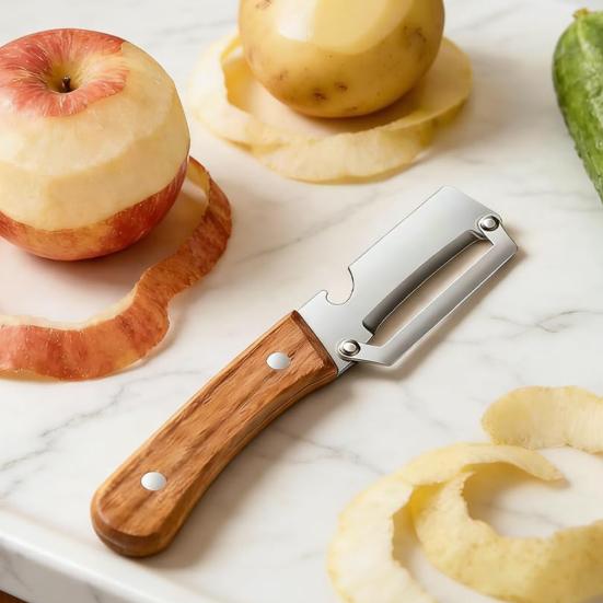 Descascador de Legumes com Lâmina Afiada Descascador de Batata Multifuncional Abridor de Garrafa 2 em 1 para Frutas Batata Abóbora Melão Ferramenta de Cozinha