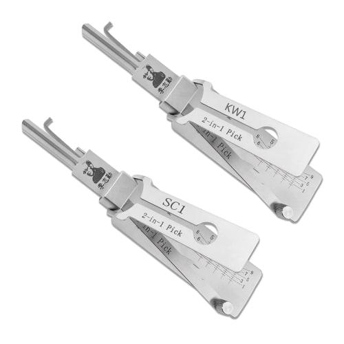 Lishi Original SC1 + KW1 2-in-1 Tool, Multi-Tool Stainless Steel Utility Set Auto Repair Tool Kit
