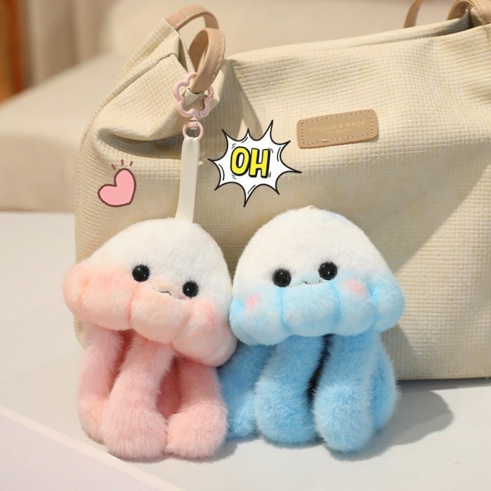 Cozy Jellyfish Plush Toy Fluffy Jellyfish Plush Keychain Jellyfish Hanging Doll Gift for Girl