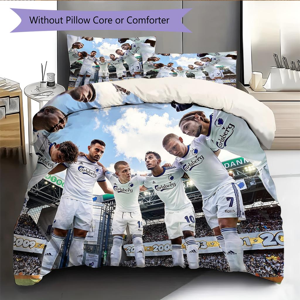 Copenhagen Football Club Pattern Bedding Home Decoration Birthday Gift (1 * duvet cover + 2 * pillowcase, without core)