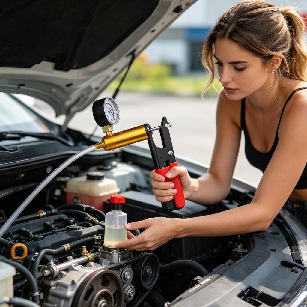 Manuelle Bremsflüssigkeitsentlüftung Vakuumpumpe Kit Automobil Flüssigkeitstester mit Messgerätabdeckungen Testwerkzeug-Kit für Auto LKW Van