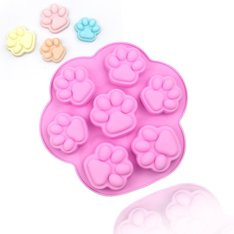 Dog Paw Bone Mold Pet Frozen Treats Silicone Mould Puppy Cat Print Treat Moldes De Silicona Baking Accessories Cupcake Topper