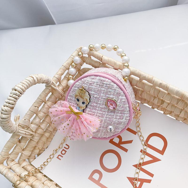 Bow Princess Pearl Flower Design Children Wallet Girl Handheld Bag Crossbody