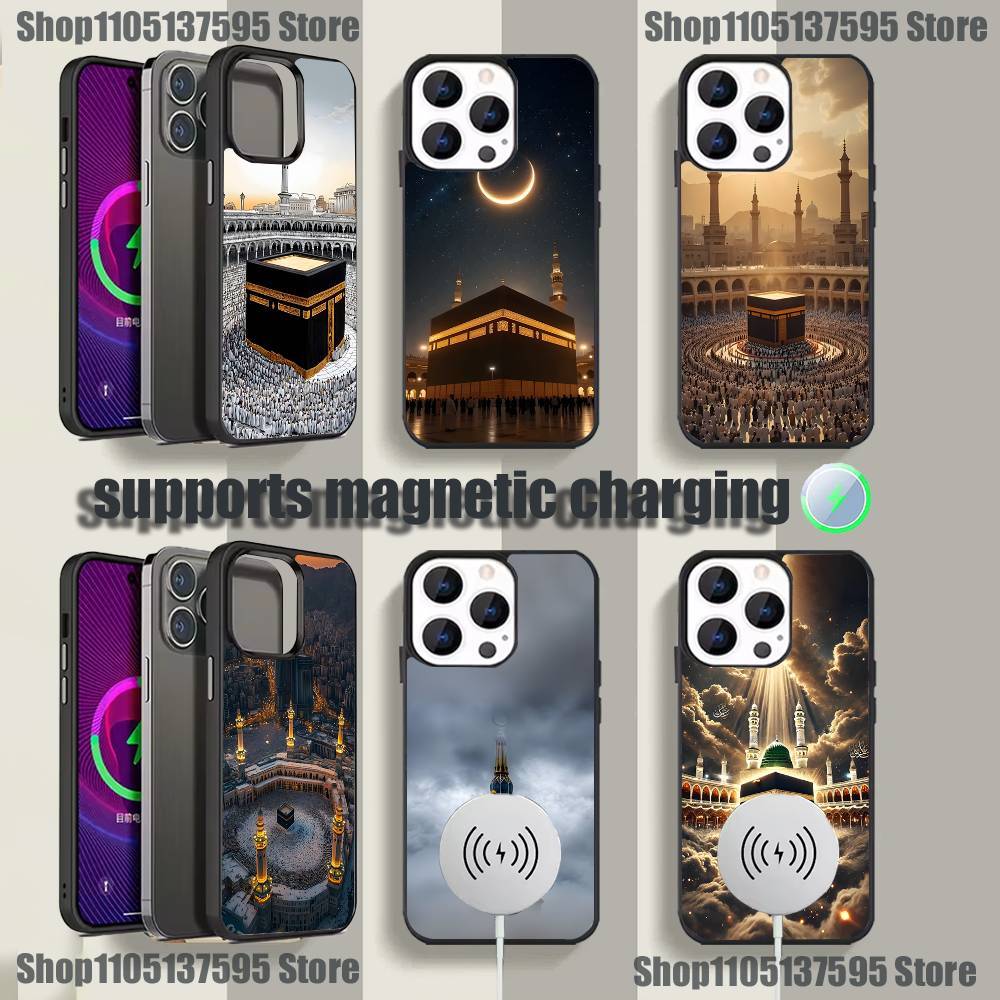 Moslem and Kaaba Phone Case For iPhone 17,16,15,14,13,12,11,Pro,Max,Plus,Mini,SE4,E Magnetic Magsafe Wireless Charging