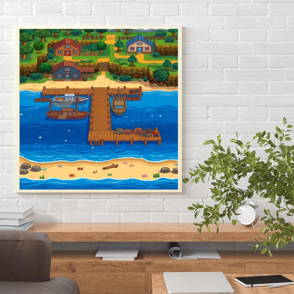 Stardew Valley 5D Round Diamond Painting Kit Diamond Embroidery Painting Rhinestones Mosaic Frameless Handwork Decoration Arts