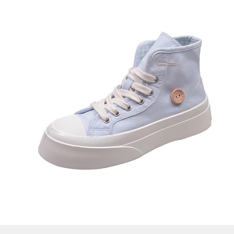 Fashion 2025 Soft Women Niche Design Chunky Casual Sneaker High Top Canvas Shoes Student Convertible Two Way Wear Skate Shoes Thick Sole