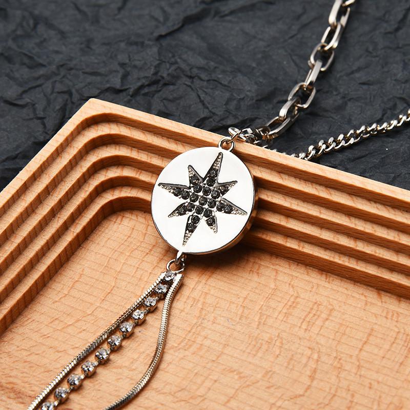 

Versatile Titanium Trendsetting Steel Necklace With Eyecatching Tassel And Star Design For Fashion Enthusiasts