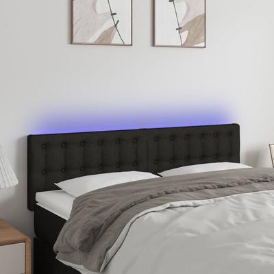 Vidaxl Bed Headboard with LED, Black, 144X5X78/88 Cm, Fabric