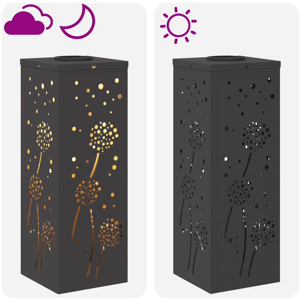 Solar LED Path Light 2 Pcs Black Cold Rolled Steel