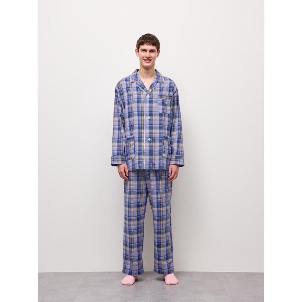 Gu By Uniqlo Flannel Pajamas Long Sleeve   Long Pants Relaxed Fit
