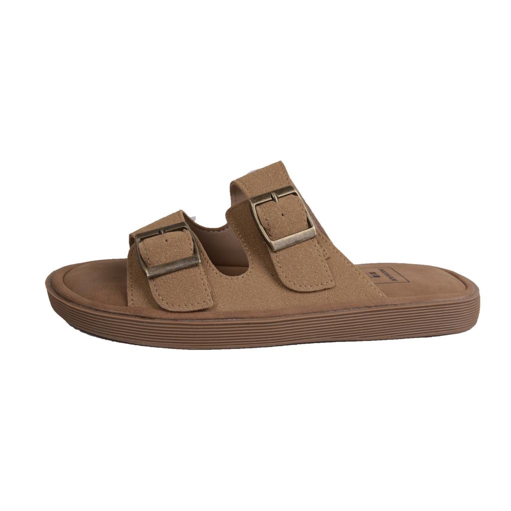 2025 summer new soft-soled outer wear belt buckle cool slippers women's retro casual flat beach shoes
