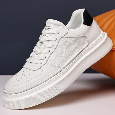 Nieuwe Schoenen voor Heren Leer Casual Schoenen Wit Dikke zool Platte Skateschoenen Jeugd Mode Veterschoen