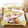 Zenitsu Agatsum Demon Slayer Bedding Sets Japan Anime Printed Bed Set Duvet Cover Pillowcase Linen Sheet Quilt Cover Full Size