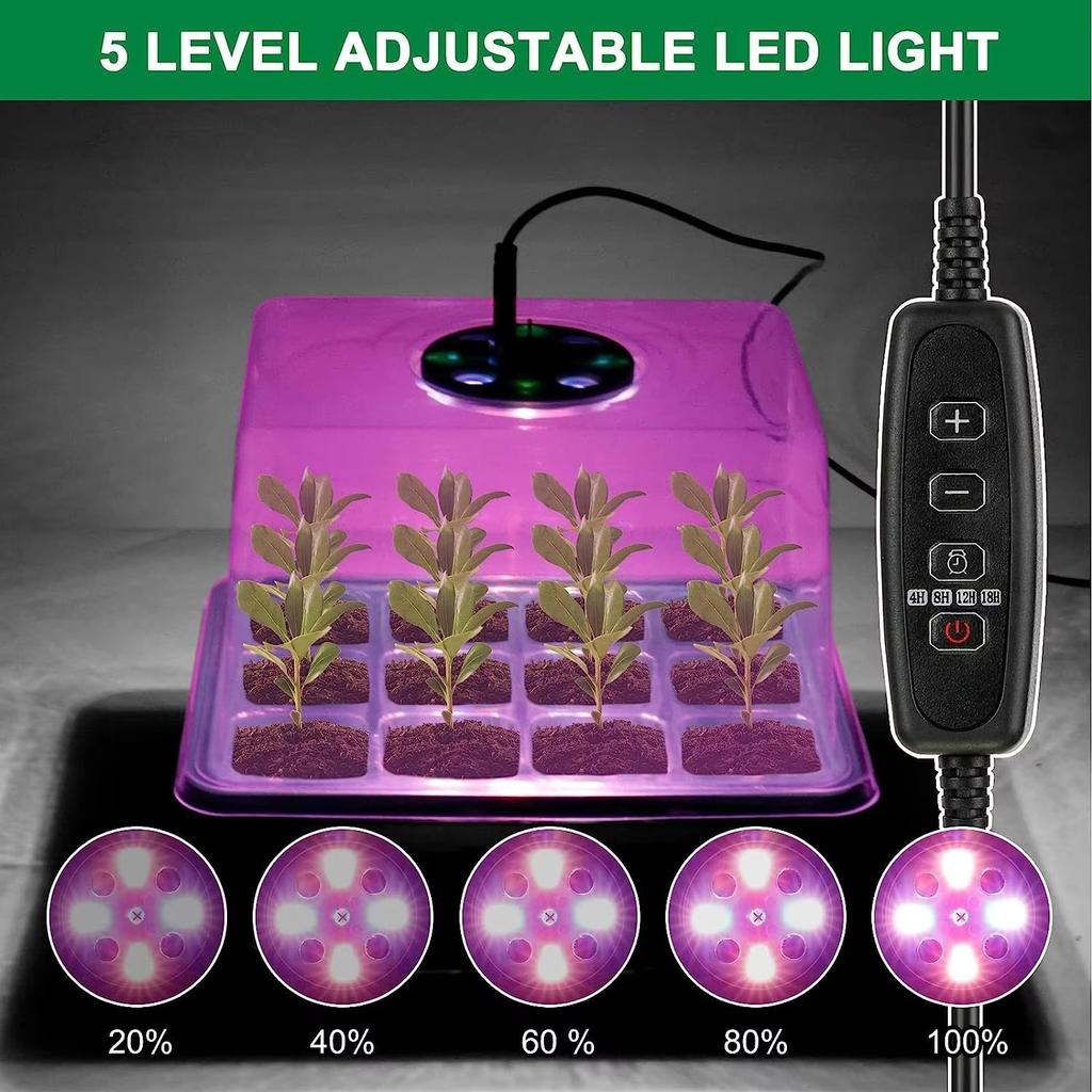 4/5/6 Pack Full Spectrum LED Grow Light with Seedling Tray Plant Seed Starter Trays Greenhouse Growing Lamp Hole 12 Cell Per Tray