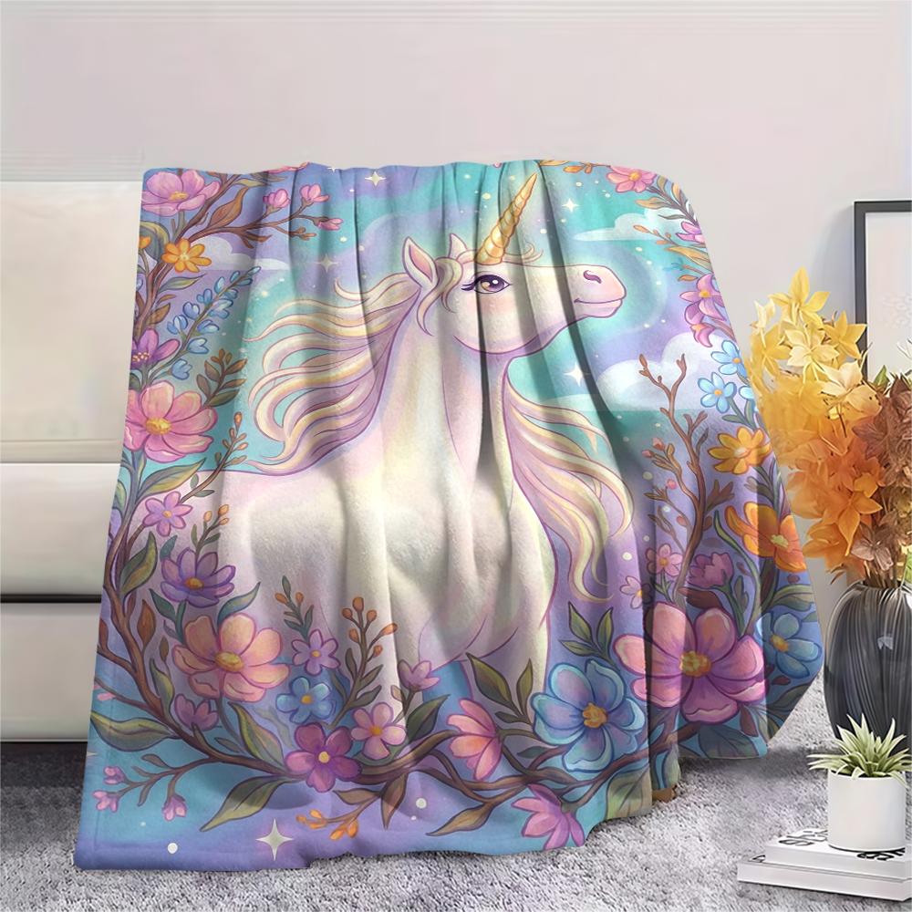 Unicorn Animal Print Flannel Blanket, High Quality Comfortable for All Seasons, Home Decor, Warmth and Comfort, Perfect for Christmas Gifts138