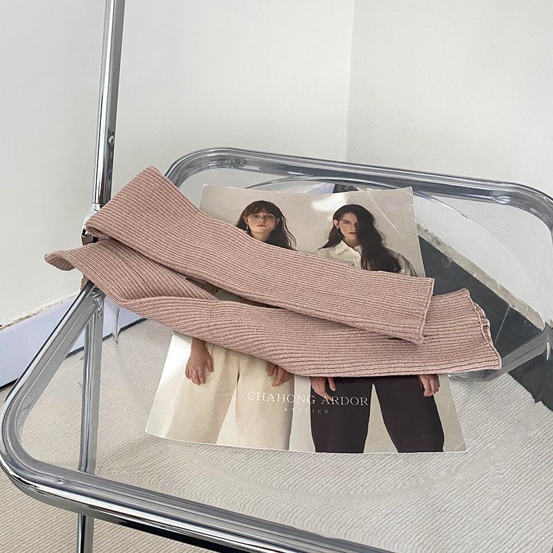 Hongzhi/Knitted Gloves Cool Autumn Warm Sleeves Women's Solid Color Sweet Hand Sleeves Open-toed Korean Wool Half Sleeves