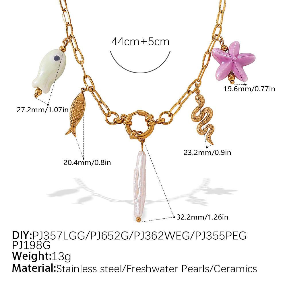 Ocean Wind Resort Beach DIY Pendant Starfish Necklace Stainless Steel Gold Plated Necklace Jewelry Women