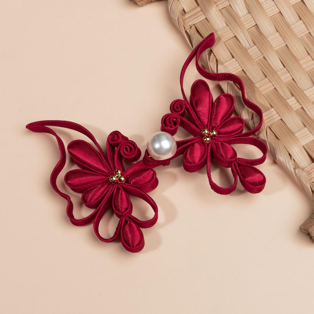 1pcs Chinese Frog Closures with Pearl Butterfly Buttons Knot Buttons for Qipao, Hanfu Tang Suit Traditional Clothing Accessories