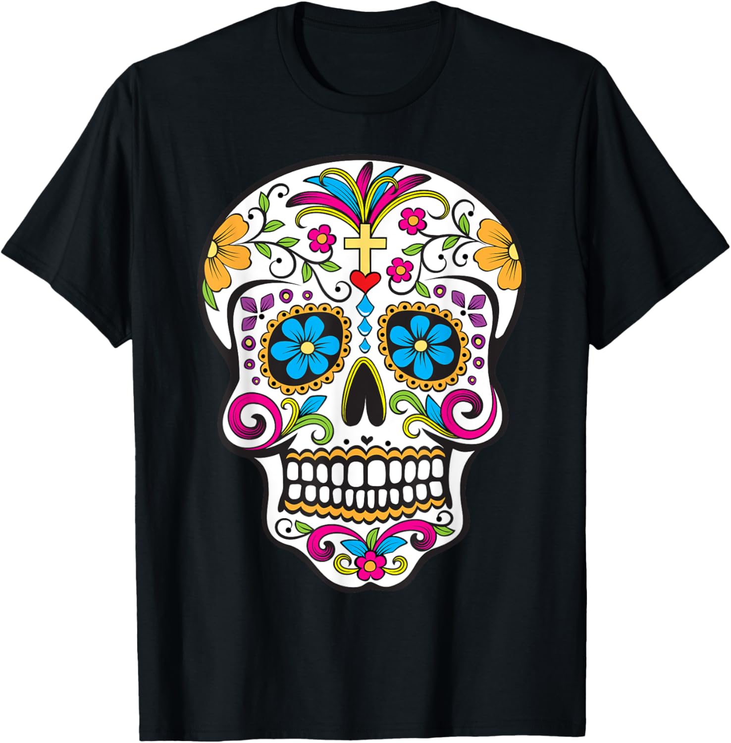 Day of the Dead Sugar Skull T-Shirt XXL