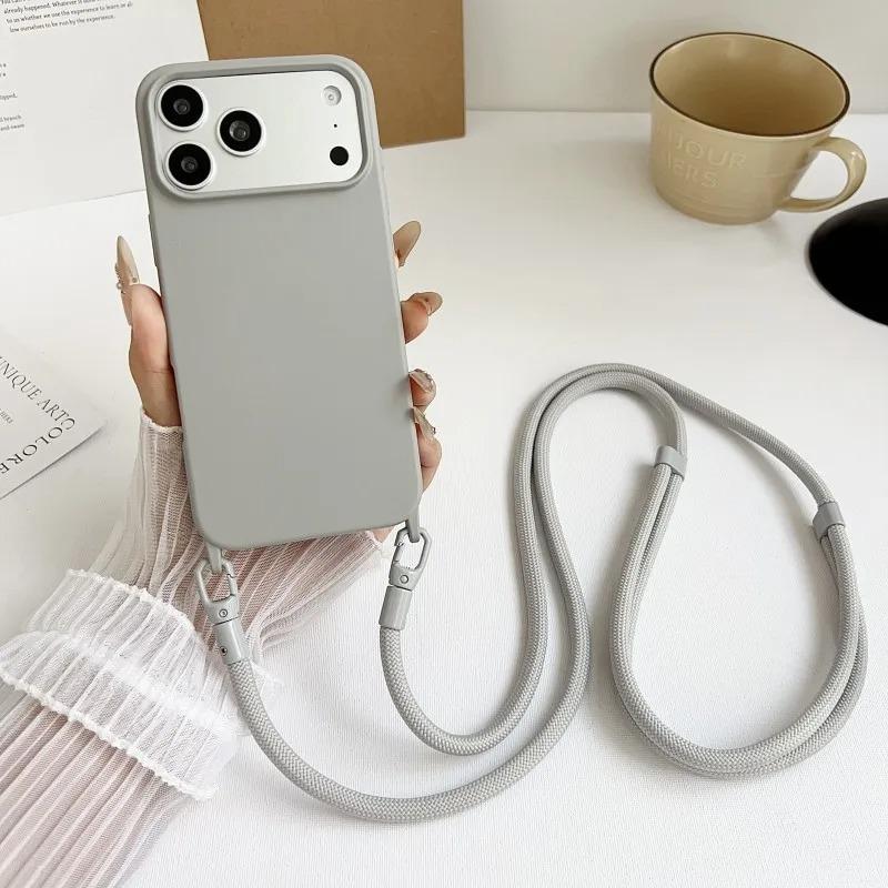 Custodia per Telefono con Laccetto in Silicone Per Per Iphone 17 16 1 14 13 Pro Max 17Pro 16Pro Air Antiurto Cinghia a Tracolla Cordoncino Copertura