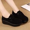 Lace-up Women Platform Shoes Fashion Wedge Heels Leather Casual Walking Shoes Elegant Working Shoes Loafers for Mother