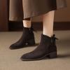 Krazing Pot Cow Suede Nubuck Round Toe Thick Heels Chelsea Boots Size 42 Slip on Women Butterfly-knot Ankle Boots