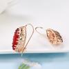 New  Rose Gold Ethnic Bride Earrings Vintage Jewelry Natural Zircon Rhombus Hollow Flower Big Drop Earrings For Women