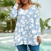 Women's Fashion Large Size Round Neck Long Sleeve Casual Print Loose Pullover Top