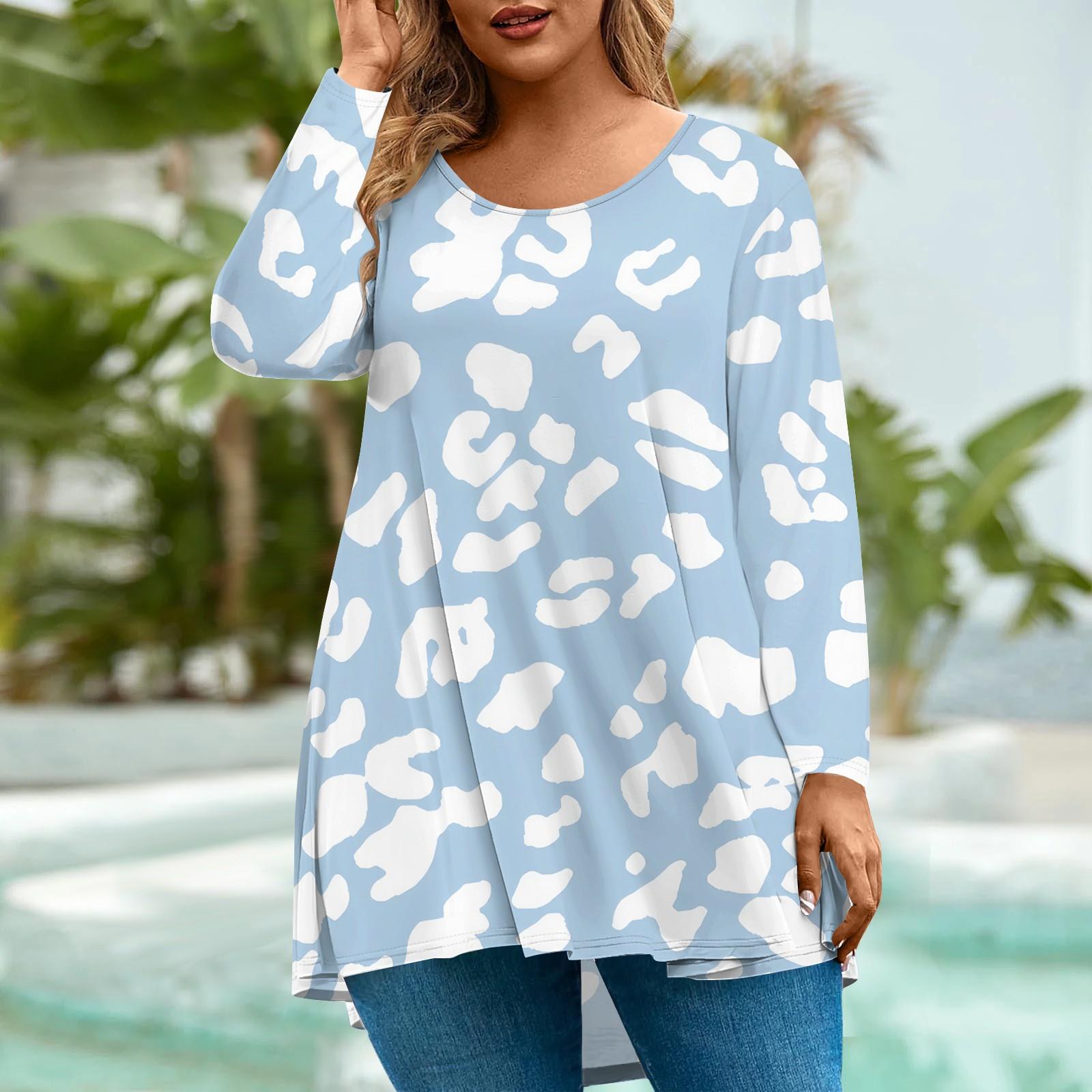 

Женская мода большого размера с круглым вырезом и длинным рукавом, повседневный свободный пуловер с принтом XXXXXL чёрный