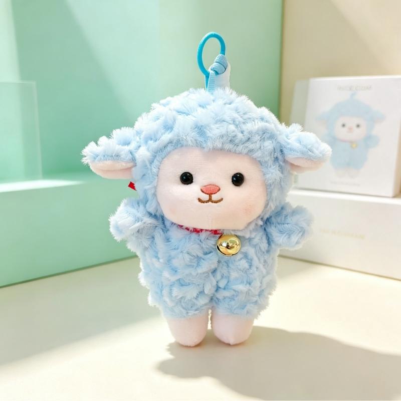 Fluffy Sheep Plush Keychain Pendant 15cm Mini Cute Soft Doll for Backpack Decor Children's Day Gifts for Toddlers