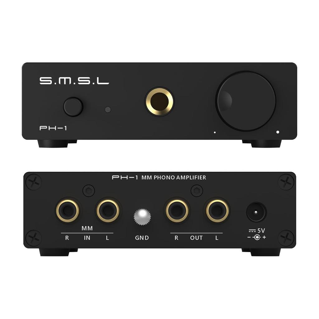 S.M.S.L PH-1 Phono Amplifier, Portable Headphone Amplifier with MM 6.35mmRCA Output, for Record Players, Speakers, and Turntables, Phono Equalizer
