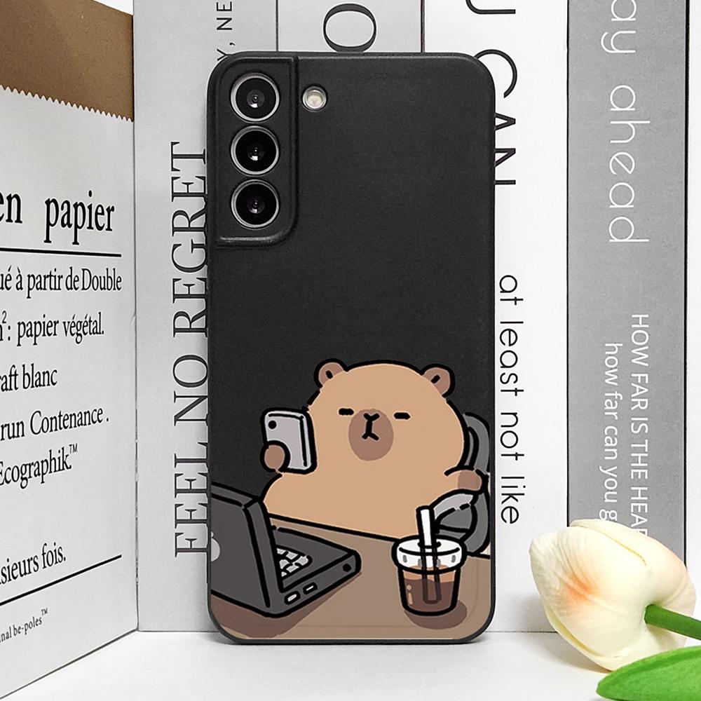 Custodia per Telefono Capibara Carino per Samsung Galaxy S22 S23 S24 S25 edge Ultra S20 Plus S21 FE 5G Cover Morbida Coppia di Animali Divertente Fundas