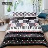 Piano Pattern Duvet Cover Microfiber Classic Music Themed 2/3Pcs Bedding Set Musical Pattern Geometric Stripe King Quilt Cover