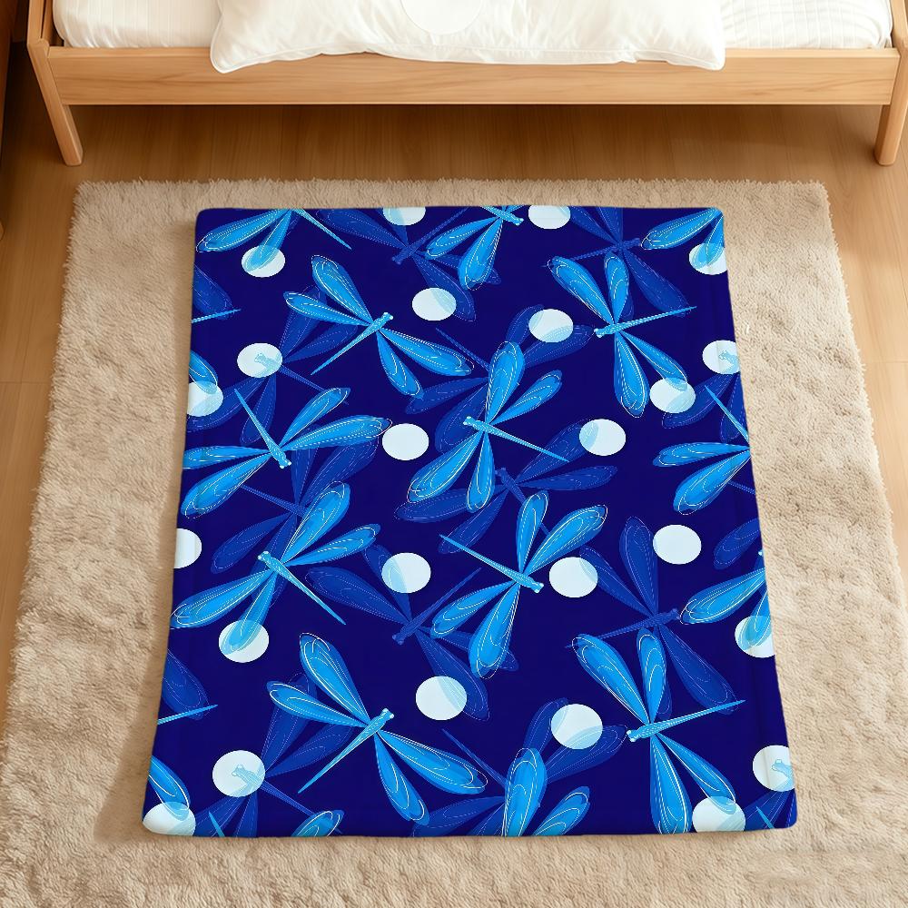 Fashion Print Dragonfly Pattern Blue Flannel Soft Warm Plush Blanket Sofa Living Room Pet Hogar Bedroom Gift Home Car Portable