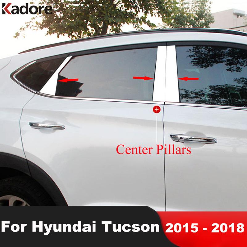 

Накладка на центральную стойку кузова для Hyundai Tucson 2015 2016 2017 2018, полоса из нержавеющей стали на стойки B C, автомобильные аксессуары