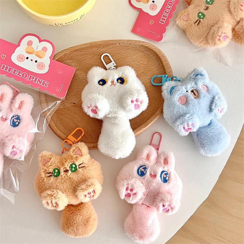 Roztomilá plyšová klíčenka pro kočku s dlouhým ocasem Kawaii Kreslená taška na panenky Přívěsek na klíče Přívěsek na klíče Příslušenství pro ženy Dívčí páry