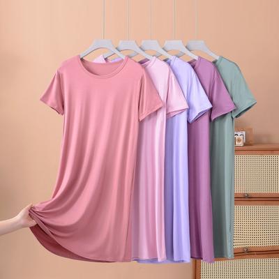 Women's L-8XL Sleepwear  Nightgowns Casual Short Sleeve Night Dress Plus Size Summer Nightshirt Ladies Sleep Wear Shirt