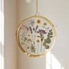 Circular Metal Glass Photo Frame Wall Hanging Natural Dried Flower Holder Display Frame For Living Room Decoration