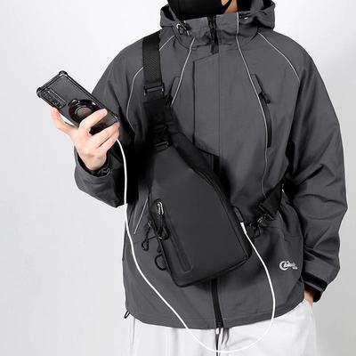 Men's Cross-border Large Capacity Casual Chest Bag - Water-repellent Korean Motorcycle Style Crossbody Backpack