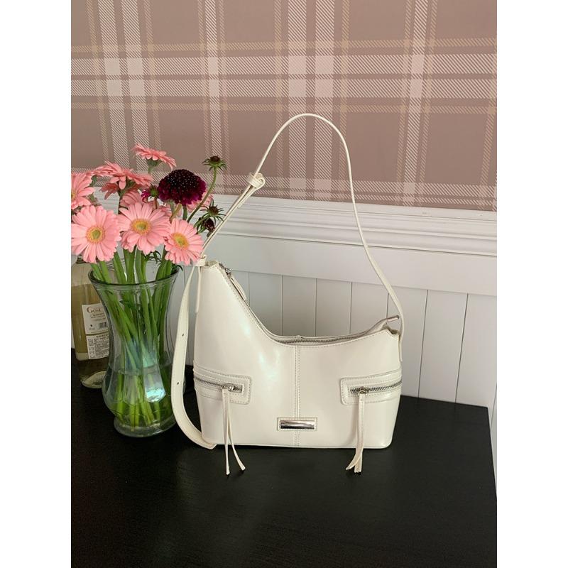 

Нишевая трендовая крутая наплечная сумка-багет подмышечная сумка-пельмень с высоким чувством черная универсальная сумка-полумесяц женская белый