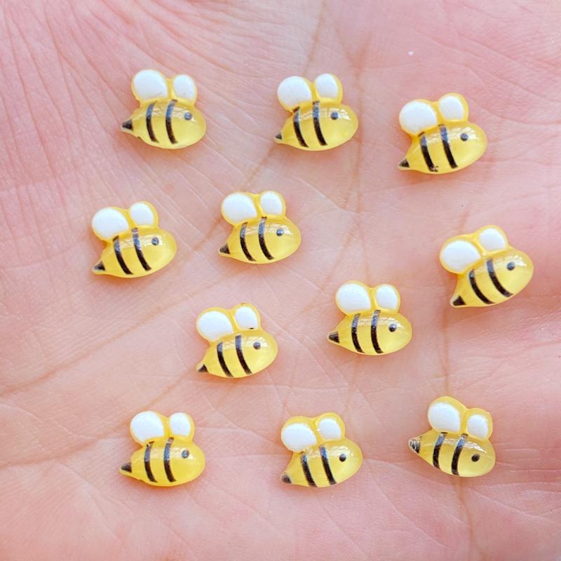 50/100 Pcs New Mini Kawaii Cartoon Honeybee Resin Scrapbook Rhinestones 3D For DIY Manicure Accessories Decorations