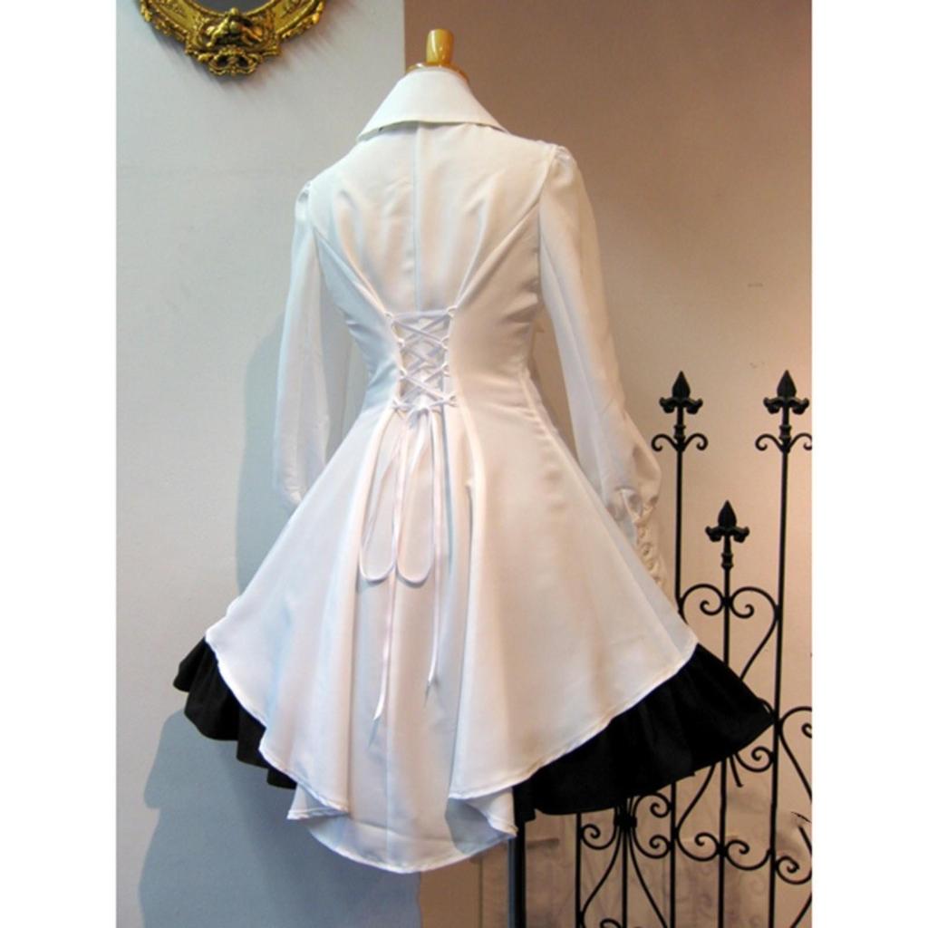 Lapel Shirt, Skirt Cosplay Waist Irregular Skirt Color Retro Skirt