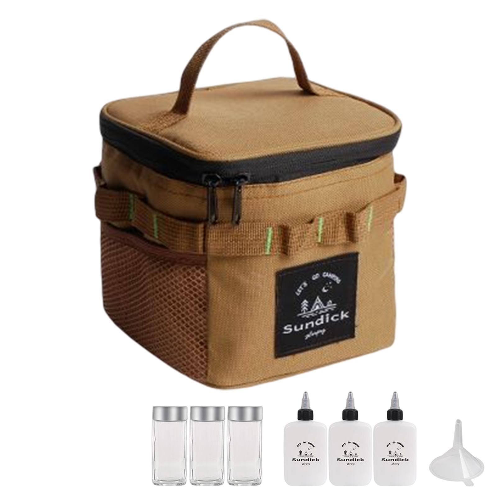 Collection de Bouteilles d'Assaisonnement SUNDICK avec Pochette de Rangement Utilisation Extérieure Bouteille d'Épices de Camping Portable Multifonctionnelle Légère pour Camping Pique-nique CHINA