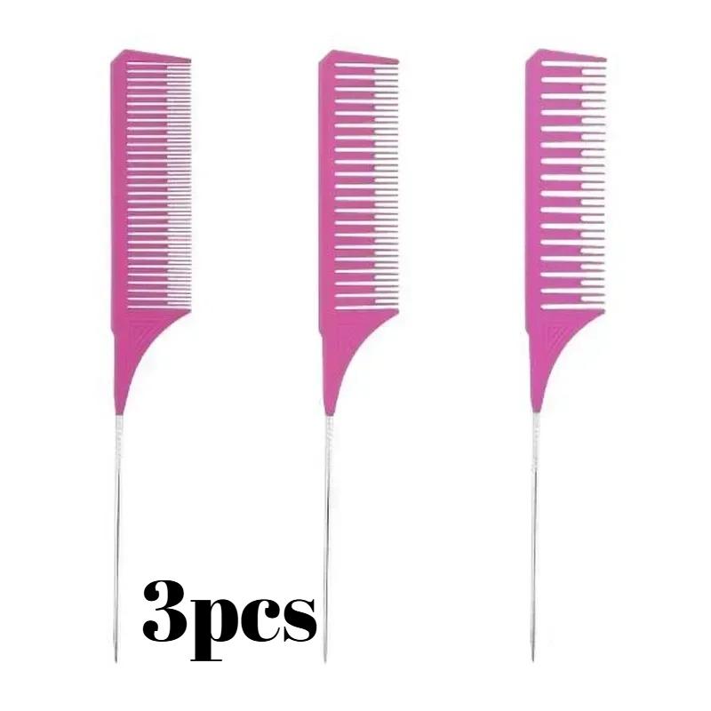3pcs Hairbrush Hair Styling Combs Tailed Comb Set Coloring Dyeing Comb Salon Tool Sectioning Highlighting Weaving Cutting Comb