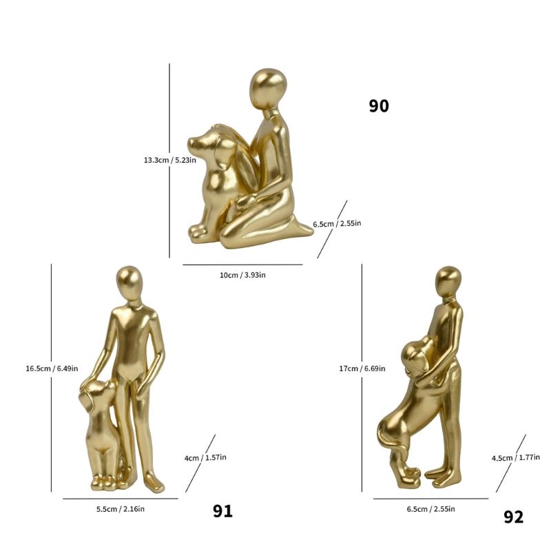Resin Figurine Man and Dog Sculpture Collectible Ornament Gift for Dog Lover Living Room Bedroom Desktop Shelf Display