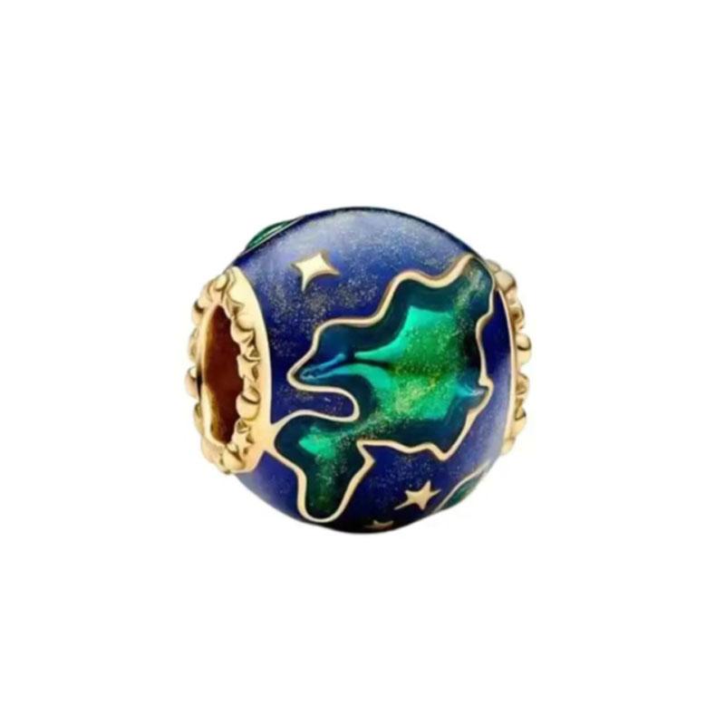 New Copper Sunflower Beads Two Tone Heart Pendant Charms Fit Original Bracelet Diy Jewelry Gift Women