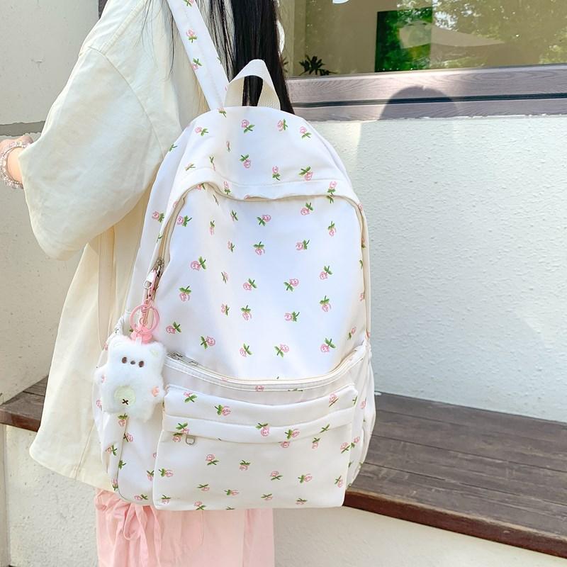 Japanese Floral Soft Girl Sweet Girl Backpack Female Korean Version Schoolbag Ins Niche Style Junior High School Class Backpack