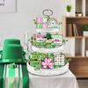 St. Patrick's Day Tiered Tray Decor, Pink Green Farmhouse Tray Decorations, Lucky Polka Dot Shamrock Clover Top Hat Wooden Signs, Rustic Spring